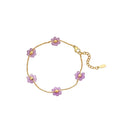 Purple Glass Flower Bracelet