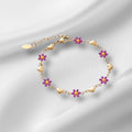 Purple Flower/Heart Bracelet